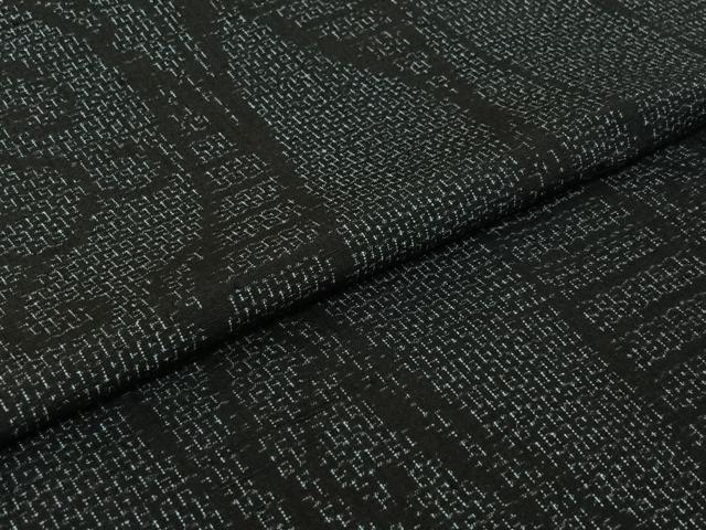 平和屋着物▽結城紬　単衣　80亀甲　よろけ立涌文　正絹　逸品　AABJ3596jh