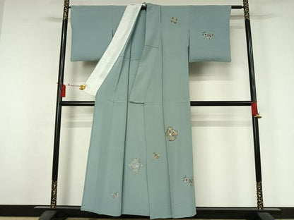 平和屋着物▽訪問着　単衣　総刺繍　鳳凰花文　金銀糸　正絹　逸品　AABJ3601jh