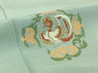 平和屋着物▽訪問着　単衣　総刺繍　鳳凰花文　金銀糸　正絹　逸品　AABJ3601jh