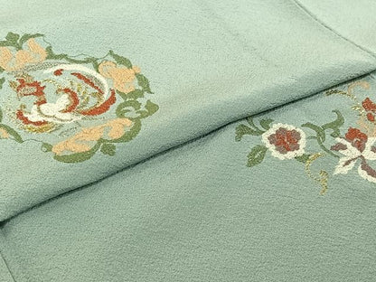 平和屋着物▽訪問着　単衣　総刺繍　鳳凰花文　金銀糸　正絹　逸品　AABJ3601jh