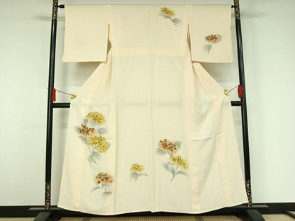 平和屋着物▽訪問着　単衣　手描き　紫陽花　暈し染め　正絹　逸品　AABJ3602jh