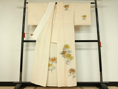 平和屋着物▽訪問着　単衣　手描き　紫陽花　暈し染め　正絹　逸品　AABJ3602jh