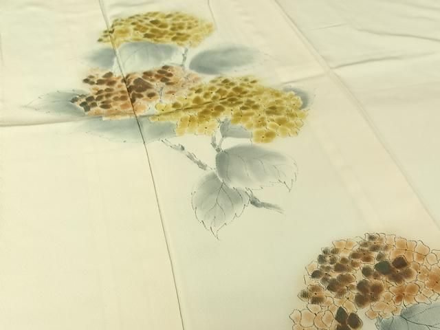 平和屋着物▽訪問着　単衣　手描き　紫陽花　暈し染め　正絹　逸品　AABJ3602jh