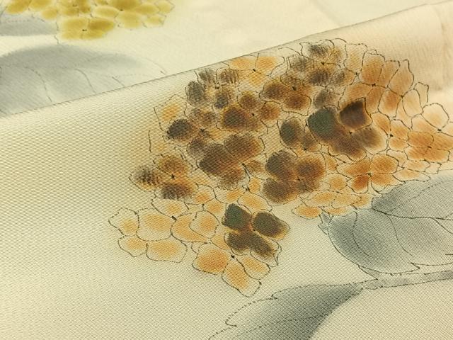 平和屋着物▽訪問着　単衣　手描き　紫陽花　暈し染め　正絹　逸品　AABJ3602jh