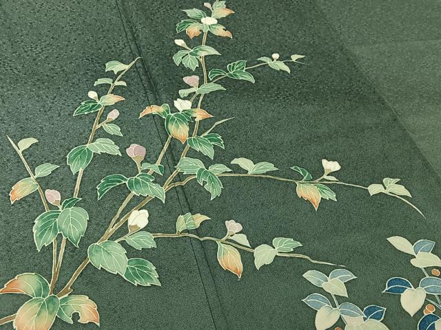 平和屋着物▽訪問着　単衣　友禅　枝花文　正絹　逸品　AABJ3603jh
