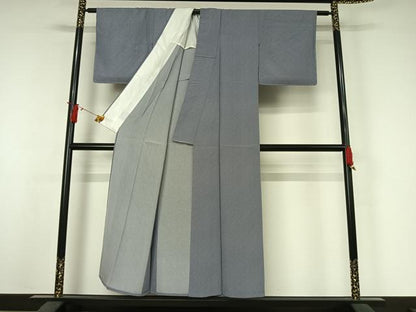 平和屋着物▽江戸小紋　単衣　斜縞　正絹　逸品　AABJ3604jh