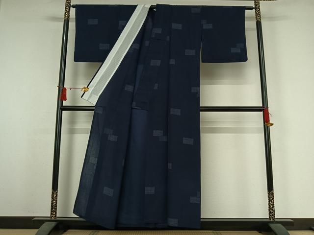 平和屋着物▽上質な小紋　単衣　80亀甲　色紙重ね文　逸品AABJ3605jh