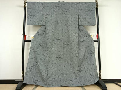 平和屋着物▽小紋　単衣　芝文　洗える着物　AABJ3608jh