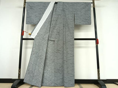 平和屋着物▽小紋　単衣　芝文　洗える着物　AABJ3608jh