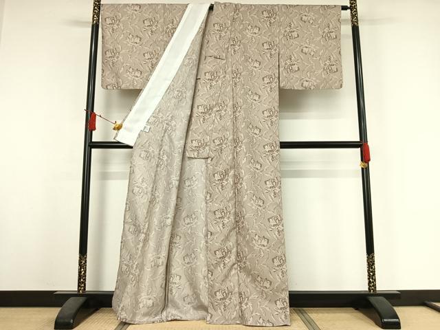 平和屋着物▽小紋　単衣　草花文　さが美扱い　洗える着物　AABJ3609jh