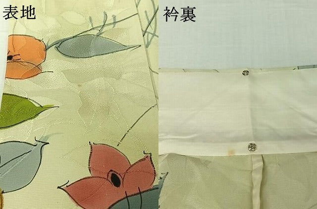 平和屋着物▽上質な小紋　単衣　手描き　草花文　正絹　逸品　AABJ3610jh