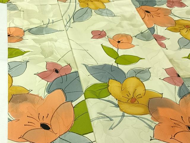 平和屋着物▽上質な小紋　単衣　手描き　草花文　正絹　逸品　AABJ3610jh