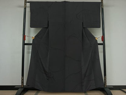 平和屋着物▽上質な小紋　単衣　流水文　正絹　逸品　AABJ3613jh