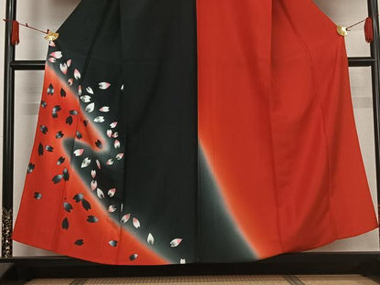 平和屋着物▽訪問着　単衣　舞桜文　暈し染め　洗える着物　AABJ3614jh