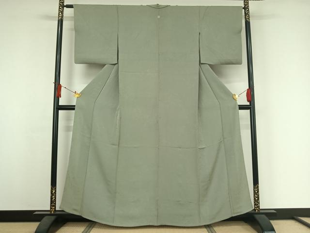 平和屋着物▽上質な色無地　単衣　氷割れ地紋　柳鼠色　正絹　逸品　AABJ3616jh