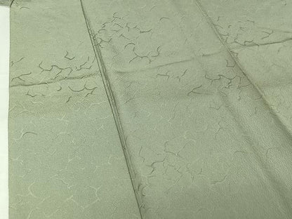 平和屋着物▽上質な色無地　単衣　氷割れ地紋　柳鼠色　正絹　逸品　AABJ3616jh