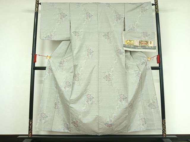 平和屋着物▽本場大島紬　単衣　草花文　手織り　大野織物謹製　正絹　逸品　未使用　AABJ3617jh