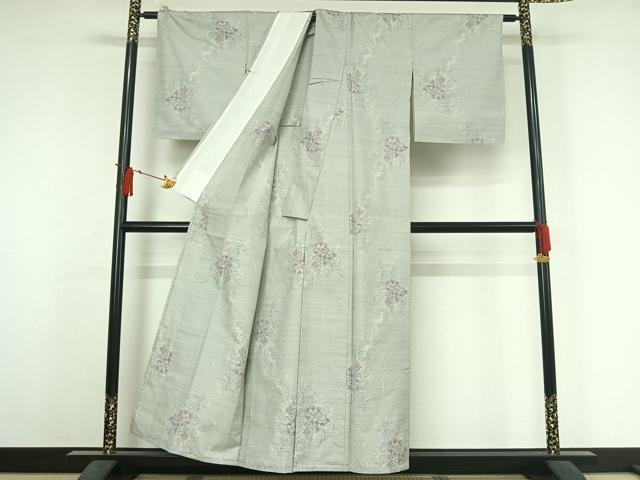 平和屋着物▽本場大島紬　単衣　草花文　手織り　大野織物謹製　正絹　逸品　未使用　AABJ3617jh