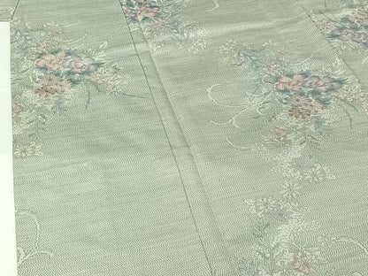 平和屋着物▽本場大島紬　単衣　草花文　手織り　大野織物謹製　正絹　逸品　未使用　AABJ3617jh