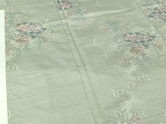 平和屋着物▽本場大島紬　単衣　草花文　手織り　大野織物謹製　正絹　逸品　未使用　AABJ3617jh