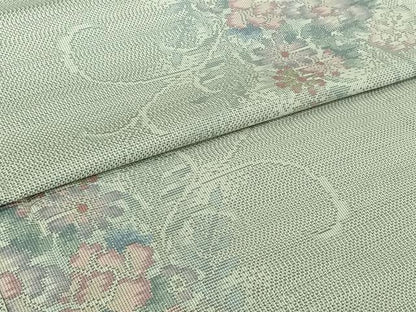 平和屋着物▽本場大島紬　単衣　草花文　手織り　大野織物謹製　正絹　逸品　未使用　AABJ3617jh