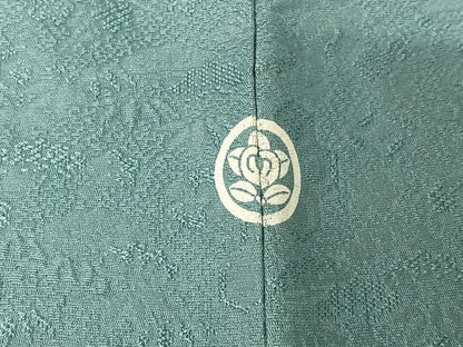 平和屋着物▽上質な色無地　単衣　吉祥花地紋　空色　正絹　逸品　AABJ3624jh
