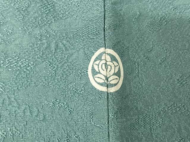 平和屋着物▽上質な色無地　単衣　吉祥花地紋　空色　正絹　逸品　AABJ3624jh