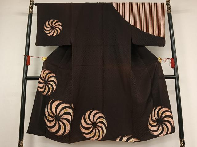 平和屋着物▽男性　単衣　舞花文　金彩　洗える着物　AABJ3627jh