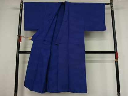 平和屋着物▽男性　単衣　地紙重ね文　紺桔梗色　正絹　逸品　AABJ3628jh