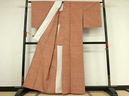 平和屋着物▽上質な紬　単衣　霞文　正絹　逸品　AABJ3629jh