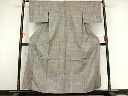 平和屋着物▽上質な紬　単衣　格子　正絹　逸品　AABJ3630jh