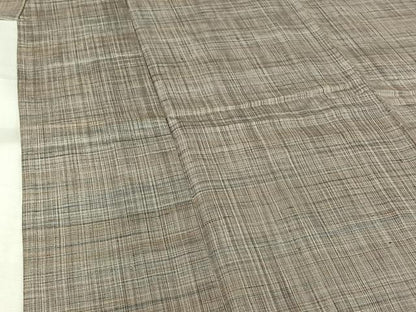 平和屋着物▽上質な紬　単衣　格子　正絹　逸品　AABJ3630jh