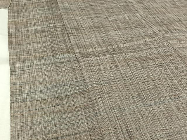 平和屋着物▽上質な紬　単衣　格子　正絹　逸品　AABJ3630jh