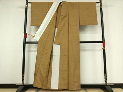 平和屋着物▽上質な紬　単衣　霞文　正絹　逸品　AABJ3632jh