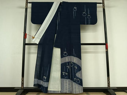 平和屋着物▽生紬　訪問着　単衣　絞り　草花文　正絹　逸品　AABJ3637jh