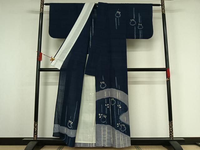 平和屋着物▽生紬　訪問着　単衣　絞り　草花文　正絹　逸品　AABJ3637jh