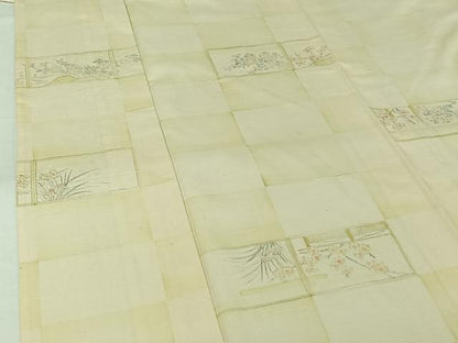 平和屋着物▽上質な小紋　単衣　風景花文　正絹　逸品　AABJ3640jh