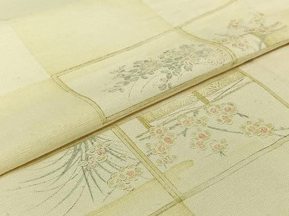 平和屋着物▽上質な小紋　単衣　風景花文　正絹　逸品　AABJ3640jh