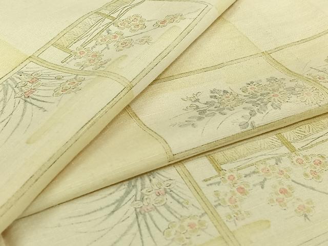 平和屋着物▽上質な小紋　単衣　風景花文　正絹　逸品　AABJ3640jh