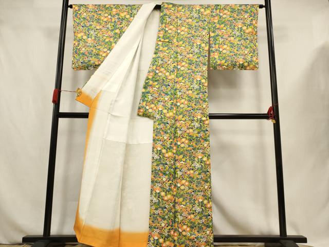 平和屋着物■上質な小紋　枝花尽くし　正絹　逸品　AABJ3641br