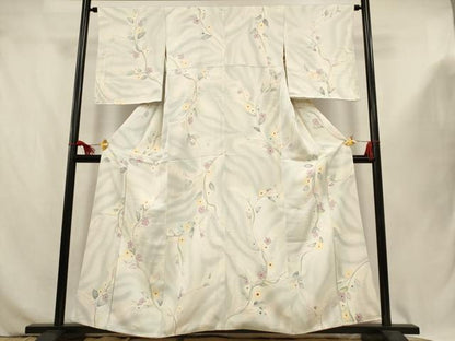 平和屋着物■上質な小紋　手描き　枝花文　暈し染め　正絹　逸品　AABJ3642br