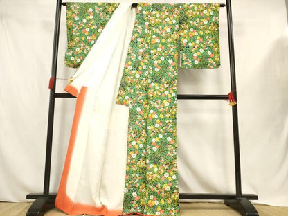 平和屋着物■上質な小紋　草花尽くし　正絹　逸品　AABJ3643br