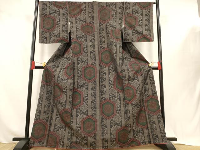平和屋着物■本場大島紬　亀甲花文　正絹　逸品　未使用　AABJ3647br