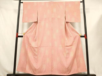 平和屋着物■上質な小紋　麻の葉花文　正絹　逸品　AABJ3648br