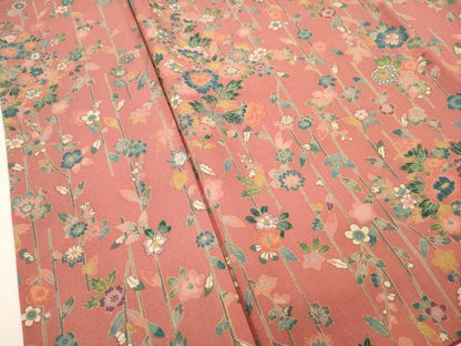 平和屋着物■上質な小紋　草花文　正絹　逸品　AABJ3650br