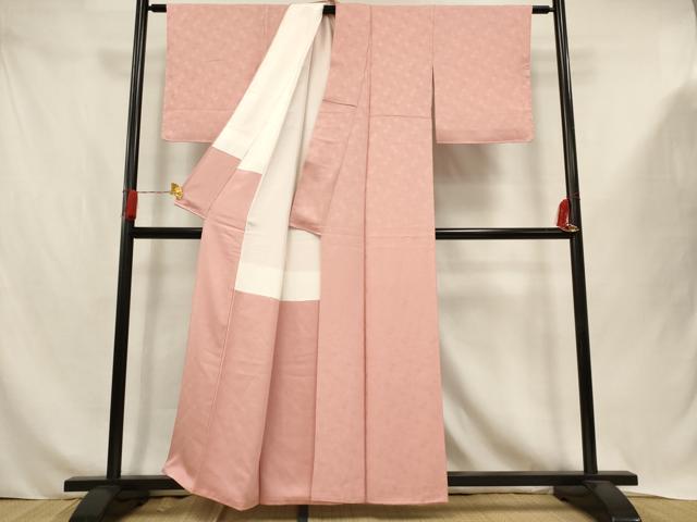 平和屋着物■上質な色無地　花菱地紋　紅梅色　正絹　逸品　AABJ3653br