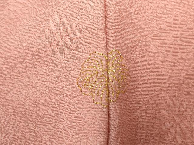 平和屋着物■上質な色無地　花菱地紋　紅梅色　正絹　逸品　AABJ3653br