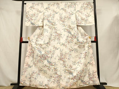 平和屋着物■小紋　風景花鳥文　洗える着物　未使用　AABJ3656br