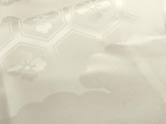 平和屋着物■長襦袢　無双仕立て　雲重ね亀甲花地紋　白色　洗える着物　AABJ3657br