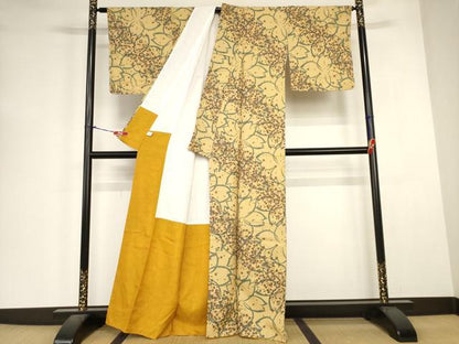 平和屋着物■小紋　舞桜文　洗える着物　未使用　AABJ3658br